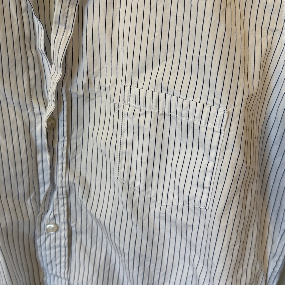 Frank & Eileen White Pinstripe Women's Barry XL Shirt 6 8 medium large - Picture 3 of 8